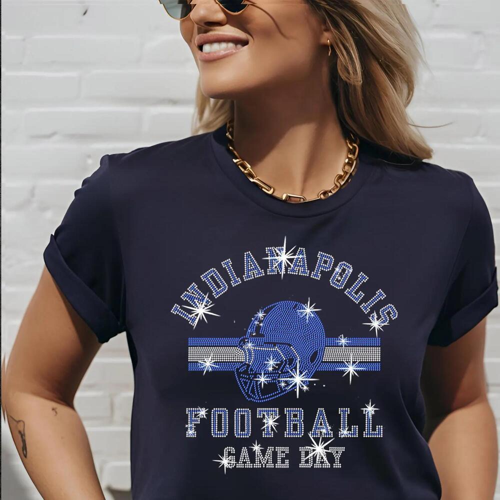 Indianapolis Football Rhinestone Shirt Game Day Sparkle